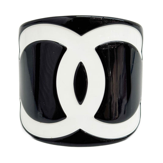 2001 Chanel Logo Black & White Plastic Bangle