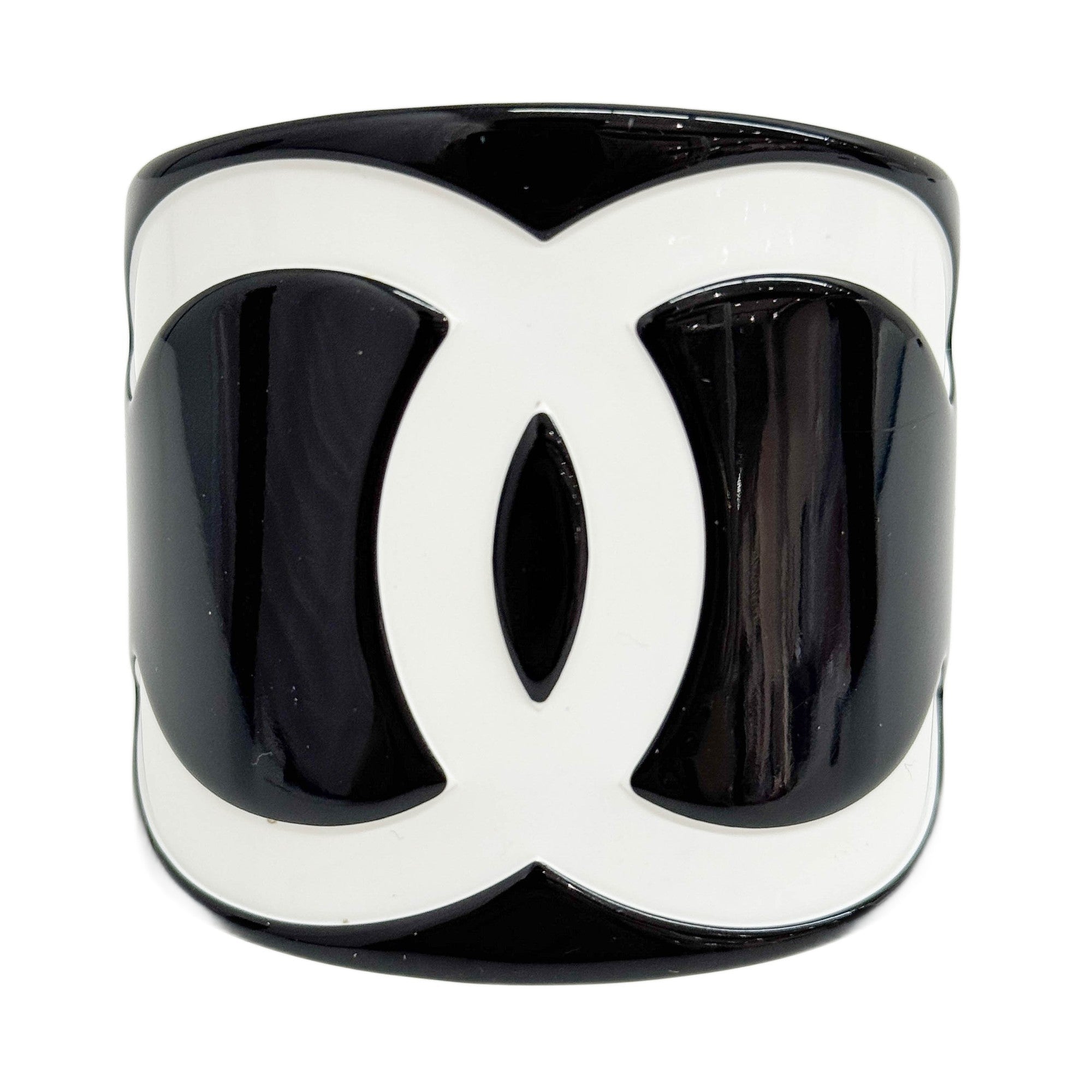 2001 Chanel Logo Black & White Plastic Bangle