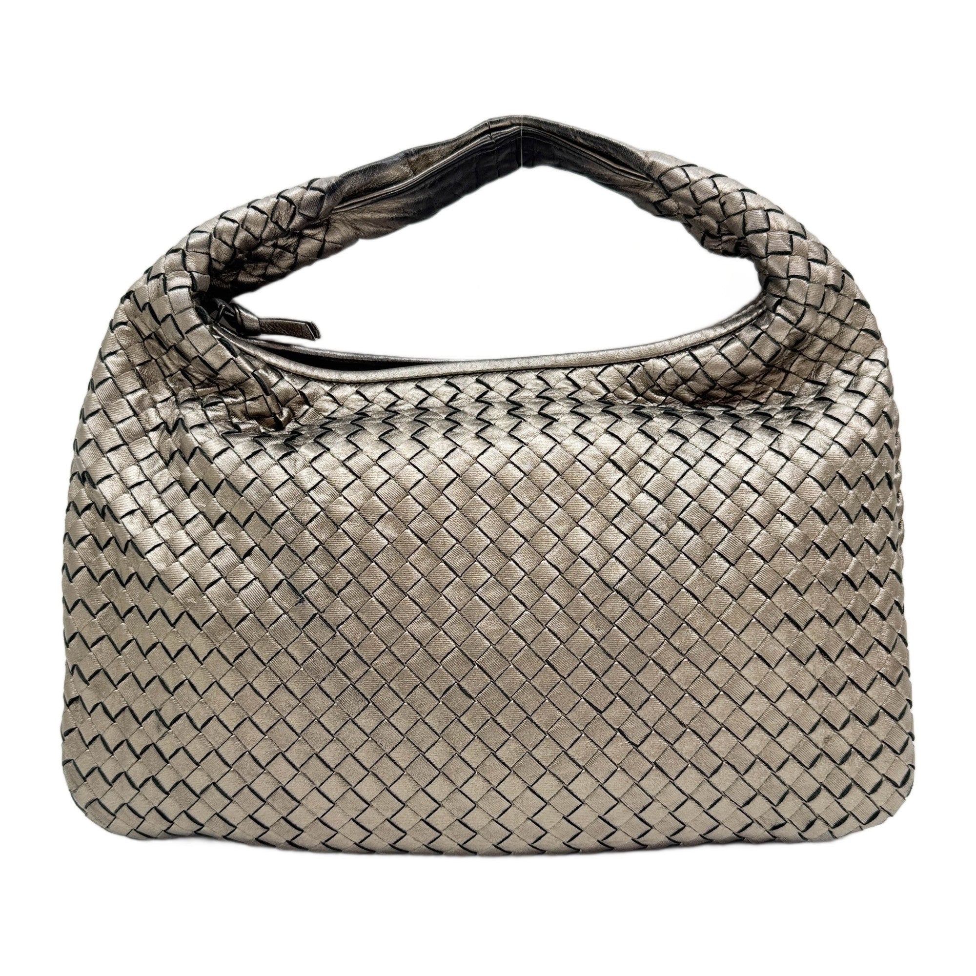 Veneta Intrecciato Gold Leather Hobo Bag