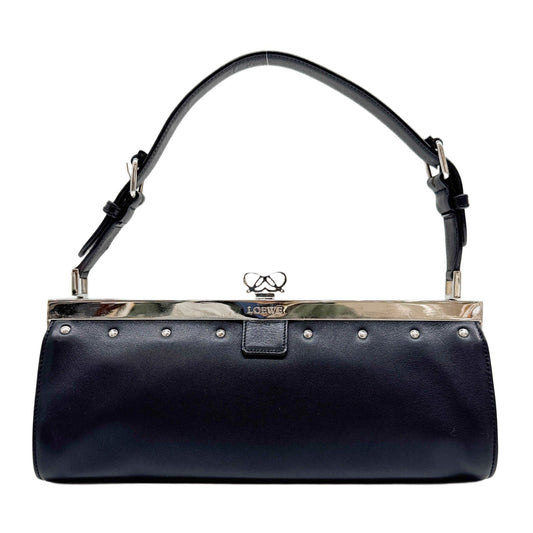 Black Leather Clutch Shoulder Bag