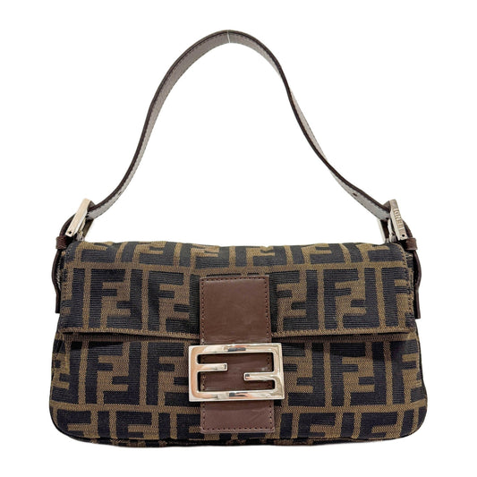 Baguette Brown Zucca Canvas Shoulder Bag