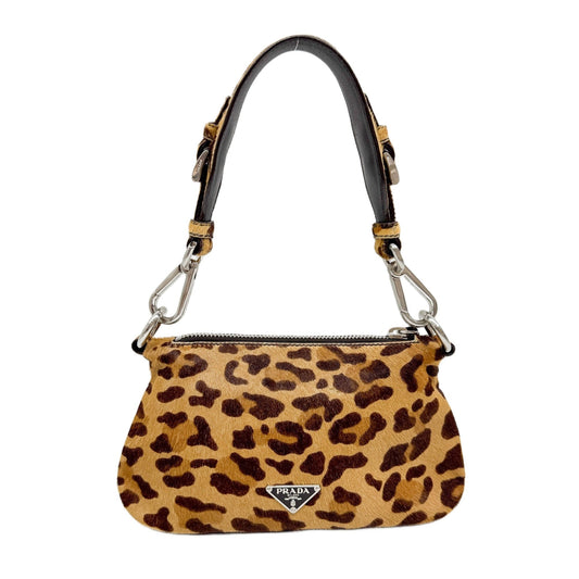 Brown Leopard Print Pony Hair Shoulder Bag