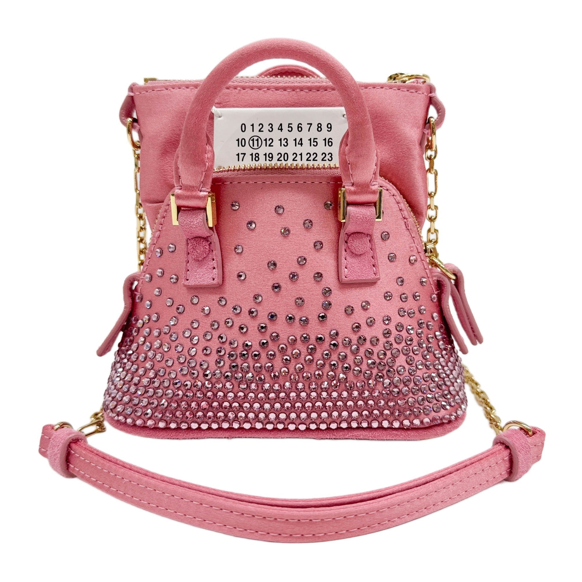 5AC Cinema Inferno Baby Rhinestone Embellishment Pink Satin Shoulder Bag