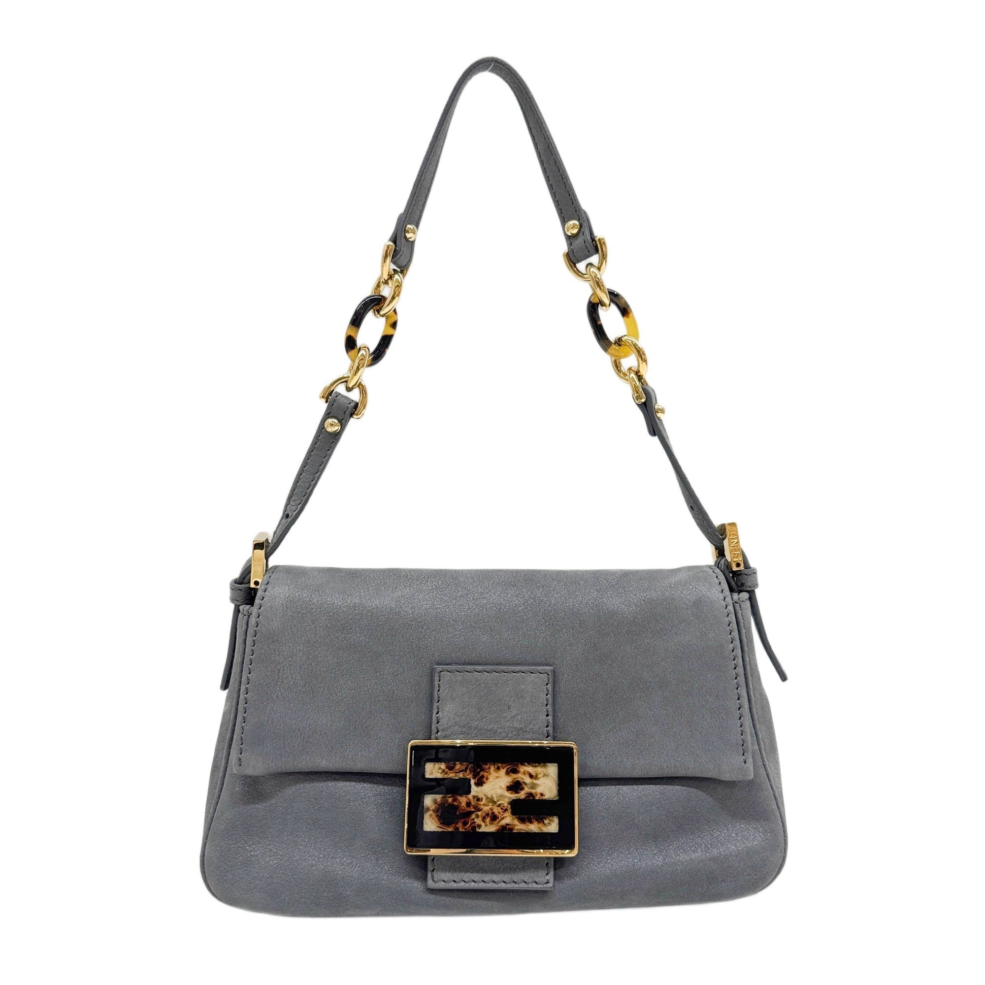 Mini Mamma Baguette Glittery Grey Leather Shoulder Bag