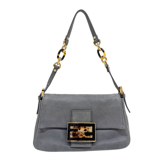 Mini Mamma Baguette Glittery Grey Leather Shoulder Bag