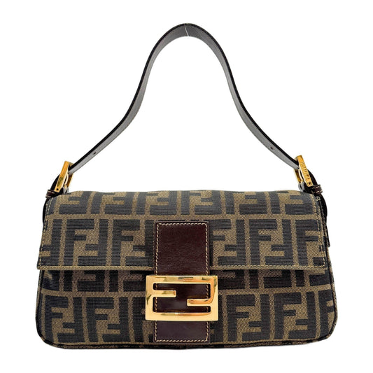Baguette Brown Zucca Canvas Shoulder Bag