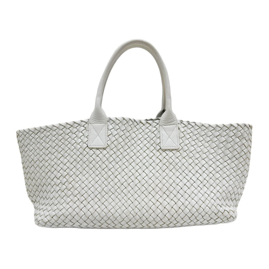 Cabat Intrecciato White Leather Tote Bag