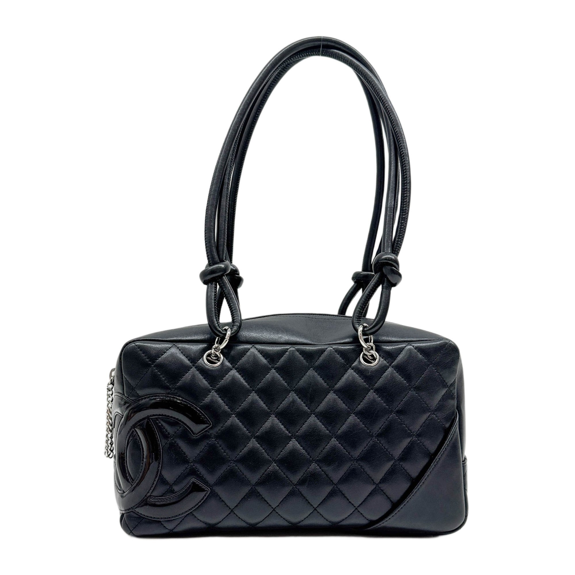 Cambon Bowling 2005-2006 Matelasse Black Leather Shoulder Bag