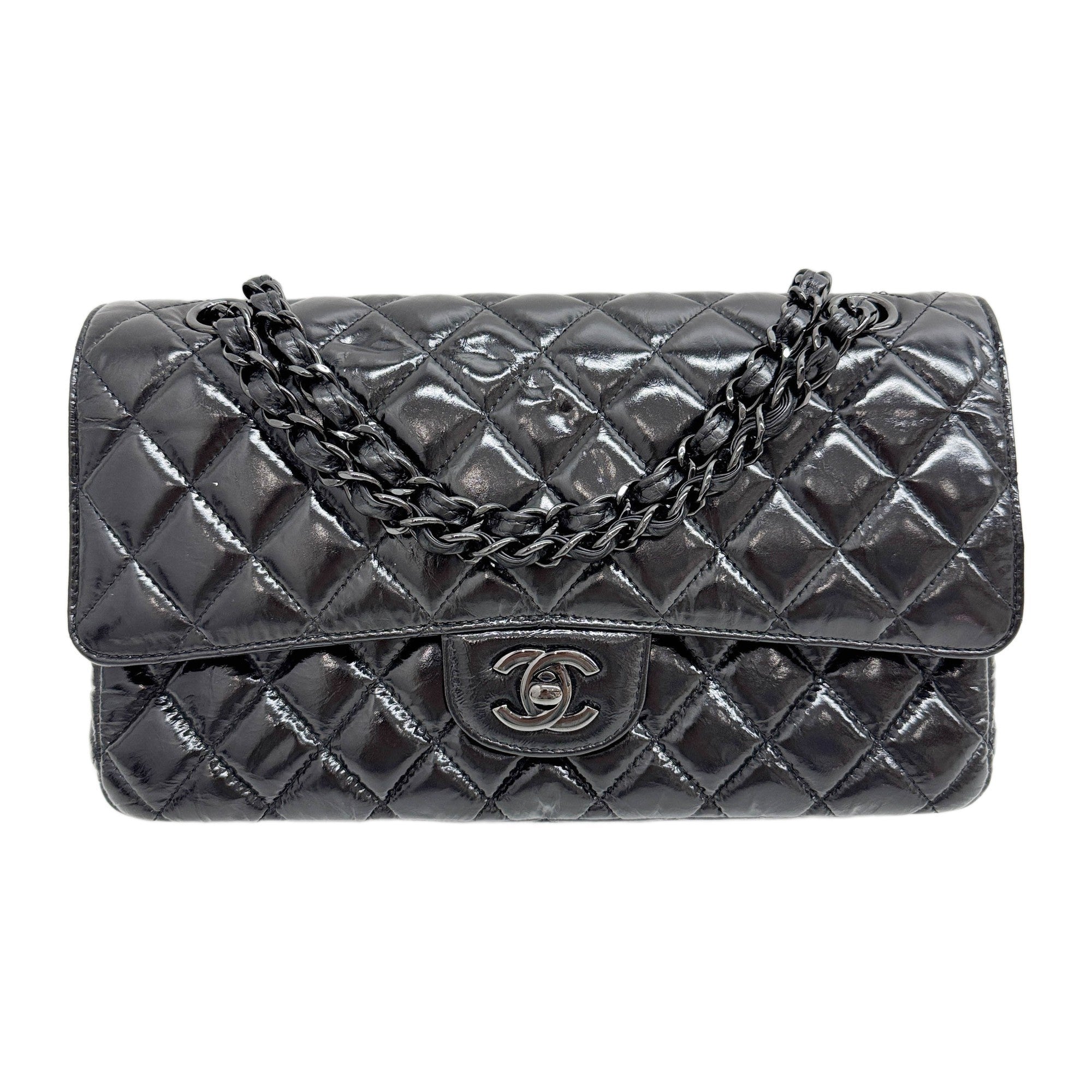 Classic Double Flap 2019 Matelasse Black Coated Leather Shoulder Bag