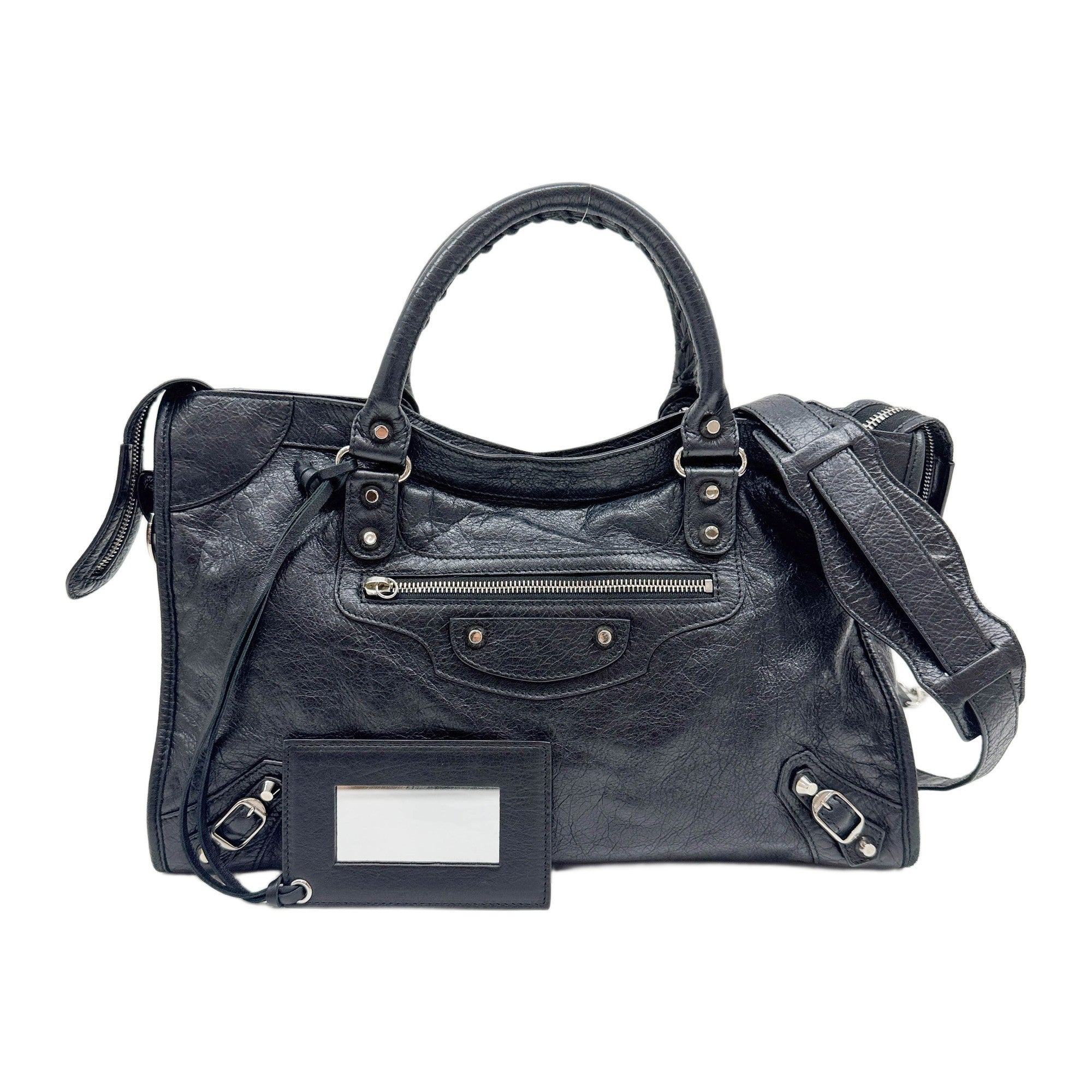 The City Black Leather Two Way Bag
