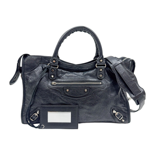 The City Black Leather Two Way Bag