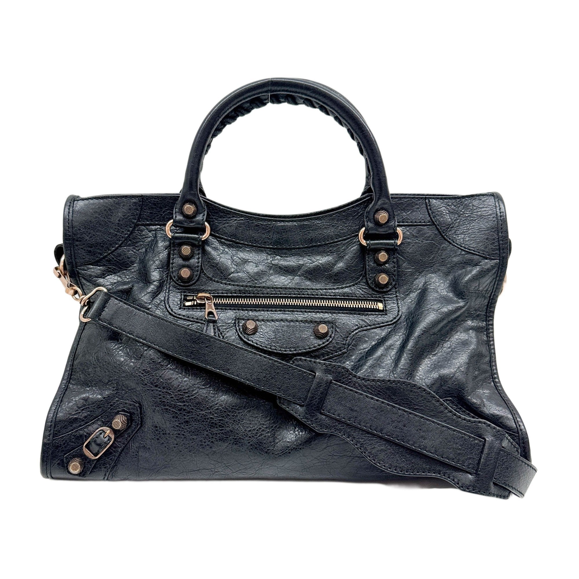 Giant 12 The City Black Leather Two Way Bag