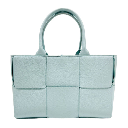 Arco Maxi Intrecciato Baby Blue Leather Hand Tote Bag
