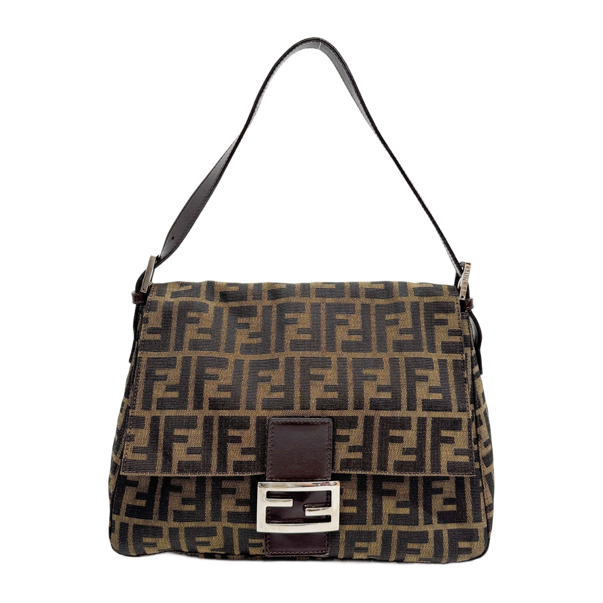 Mamma Baguette Brown Zucca Canvas Shoulder Bag