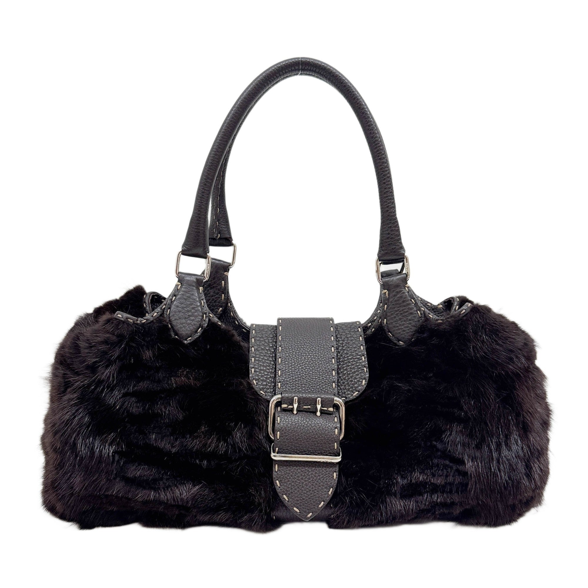 Selleria Brown Fur Shoulder Bag