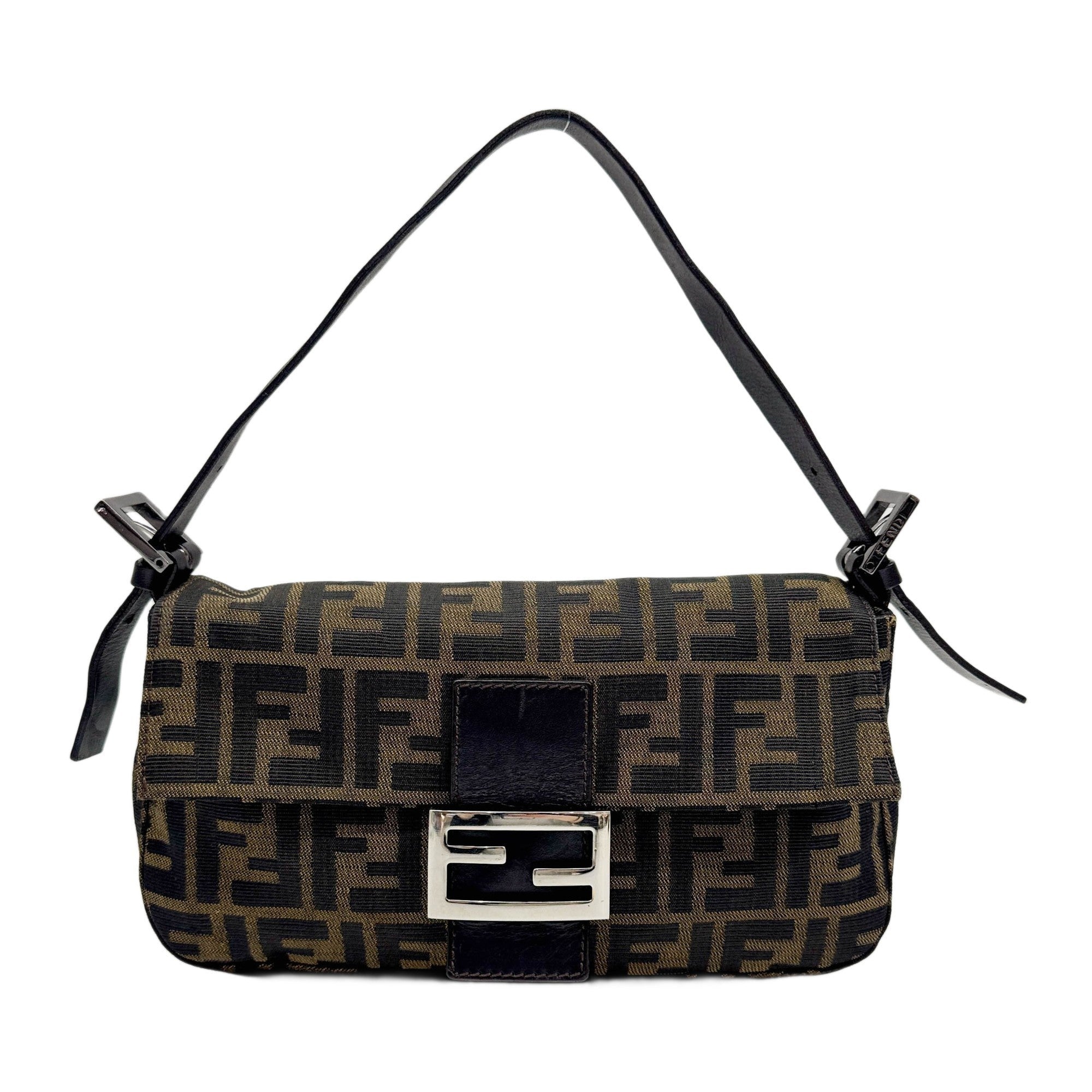 Baguette Brown Zucca Canvas Shoulder Bag