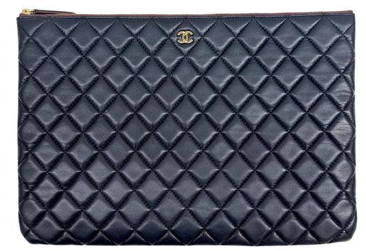 2015-2016 Matelasse Black Leather Clutch Bag