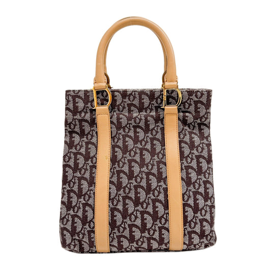 Beige Trim and Brown Trotter Canvas Tote Bag