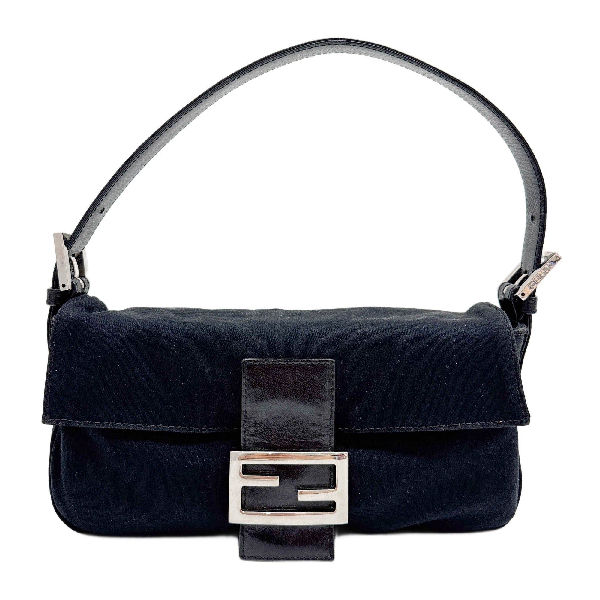 Baguette Black Neoprene Shoulder Bag