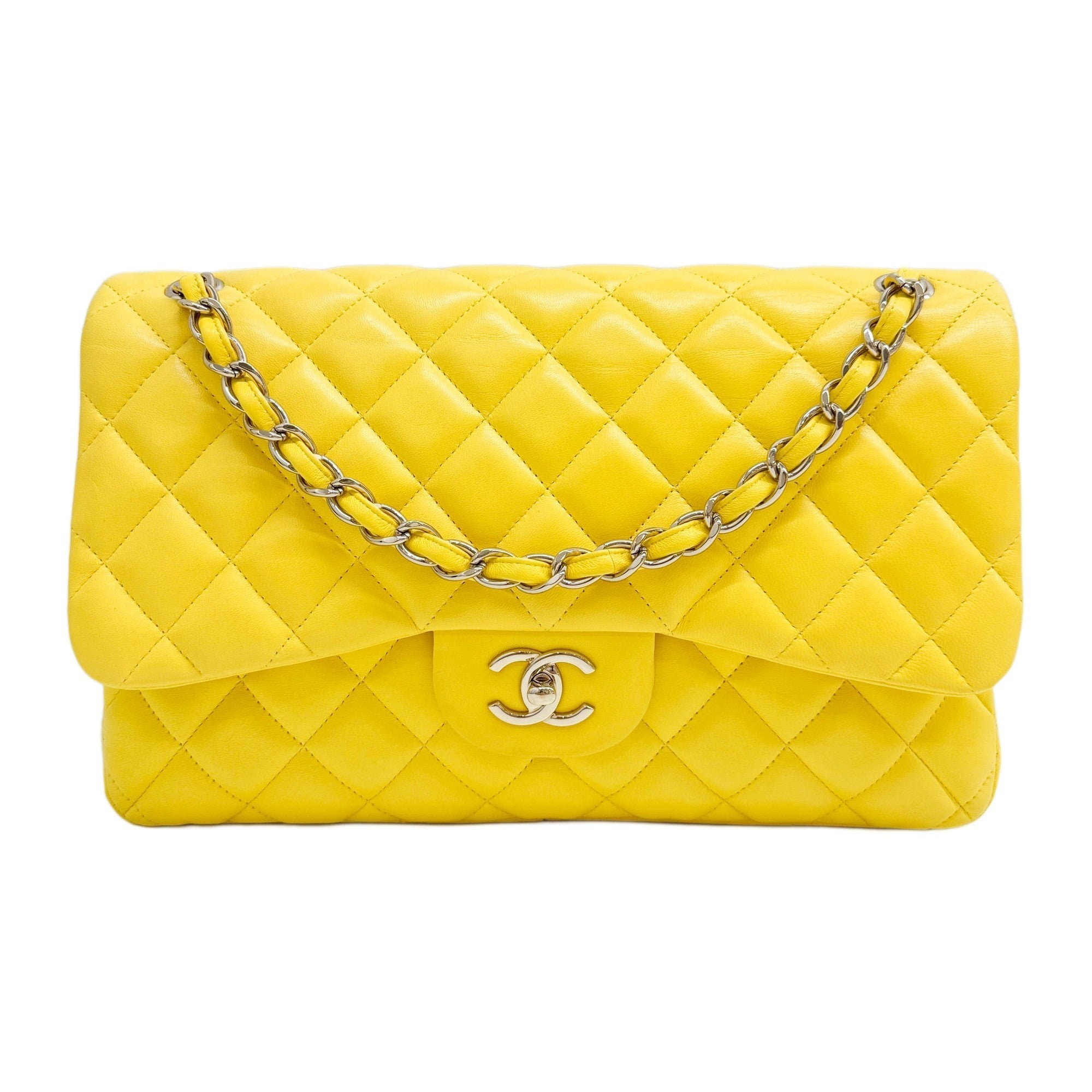 Maxi Classic Double Flap 2011 Matelasse Yello Leather Shoulder Bag