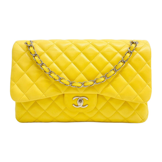 Maxi Classic Double Flap 2011 Matelasse Yello Leather Shoulder Bag