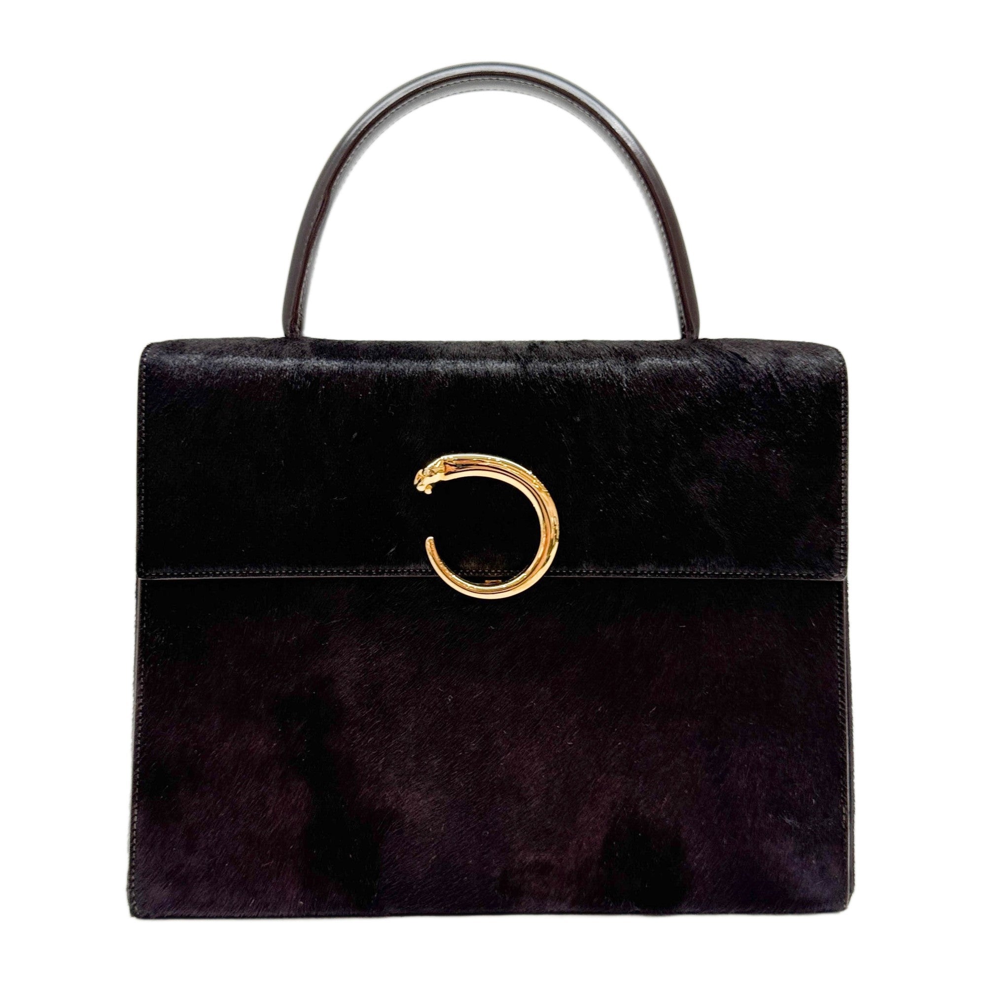 Panthere Brown Pony Hair Handle Bag