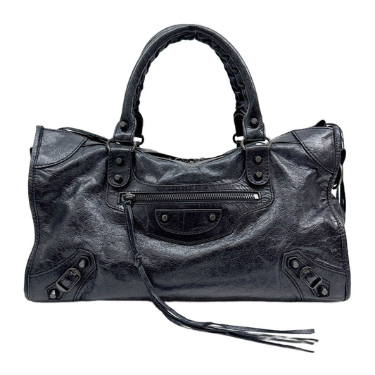 The City Black Leather Handle Bag