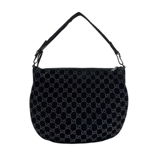 GG Suede Black Hobo Shoulder Bag