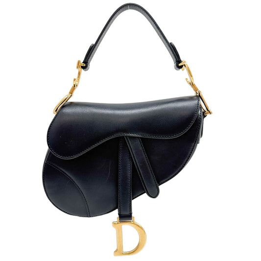Mini Saddle Black Leather Shoulder Bag