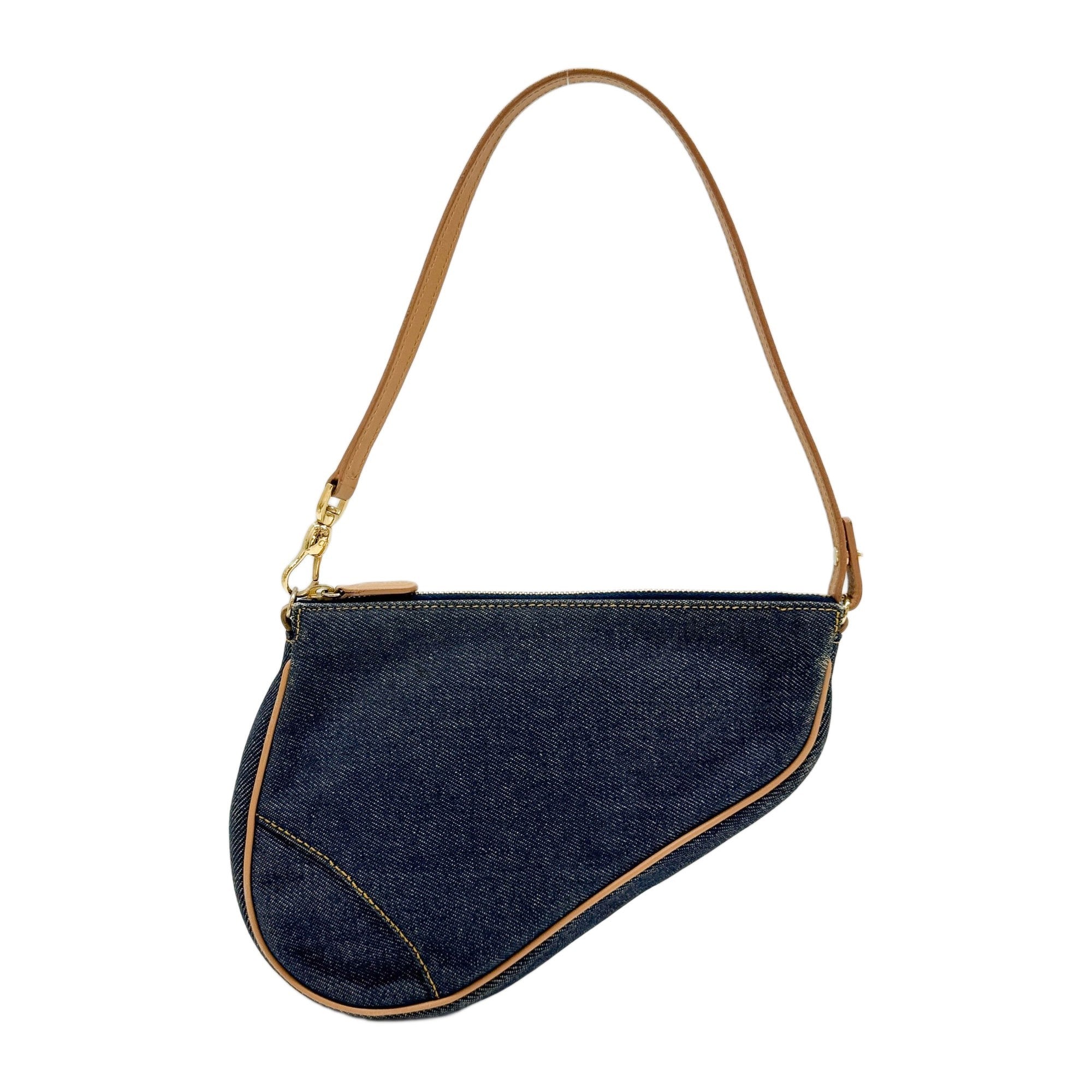 Saddle Pouch Blue Denim Shoulder Bag