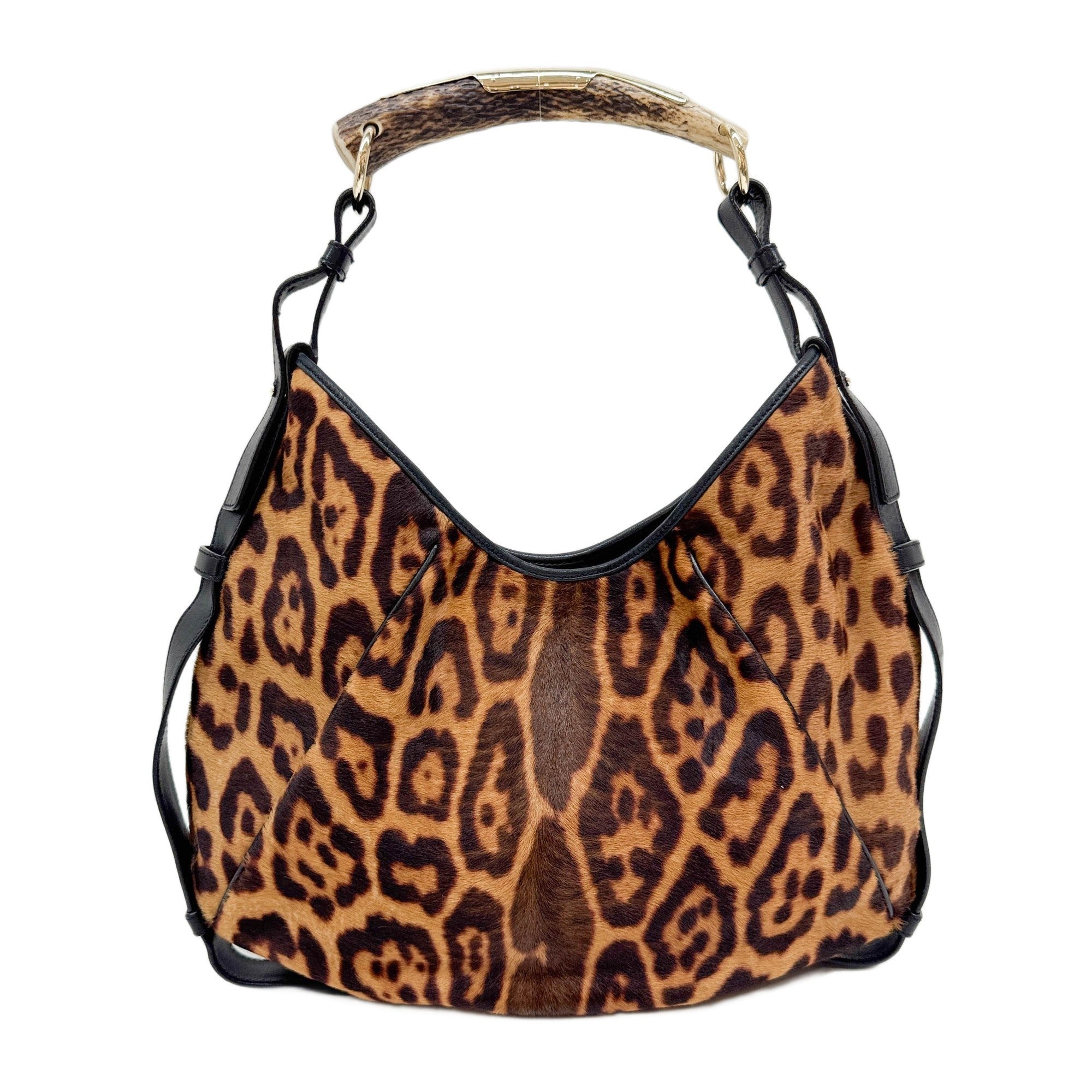 Mombasa Leopard Print Pony Hair Shoulder Bag