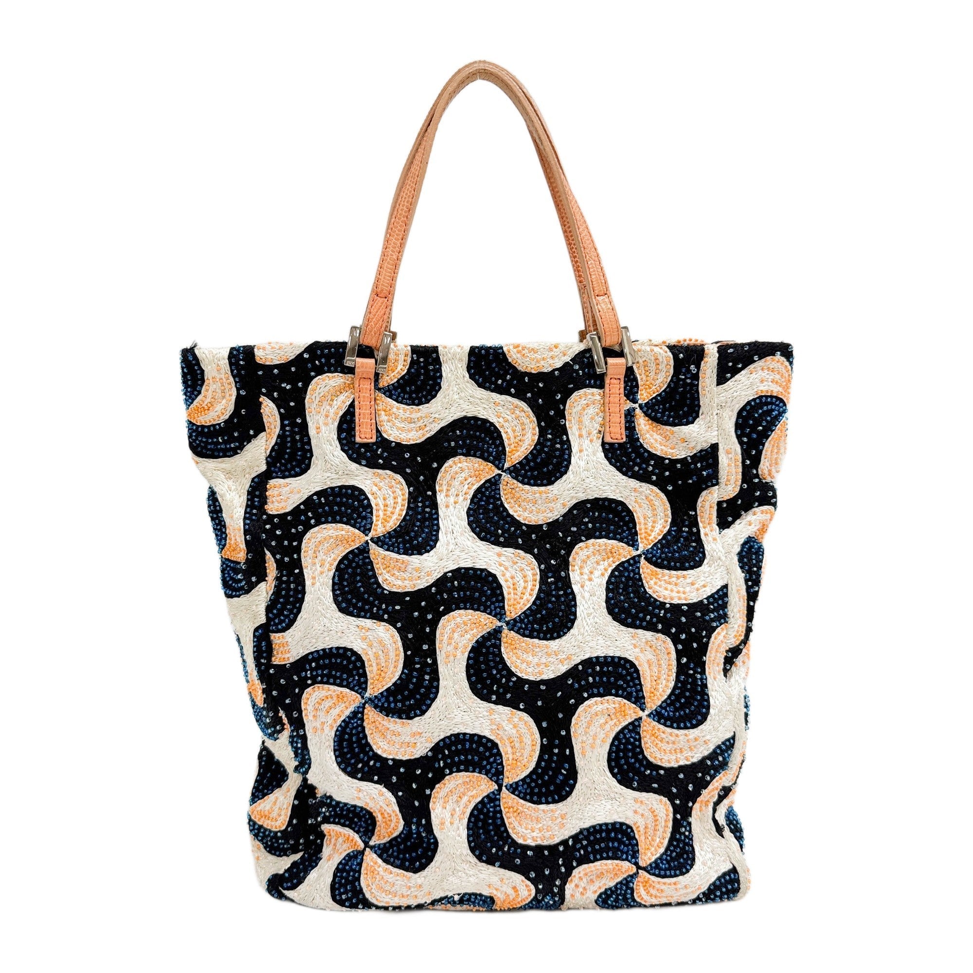 Beaded Embroidery Multicolor Satin Tote Bag