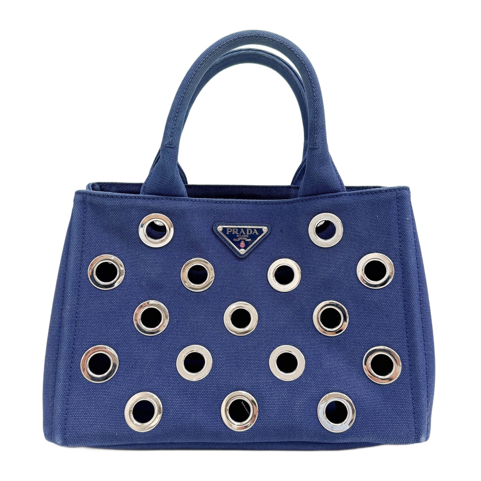 Canapa Grommet Blue Canvas Tote Handle Bag