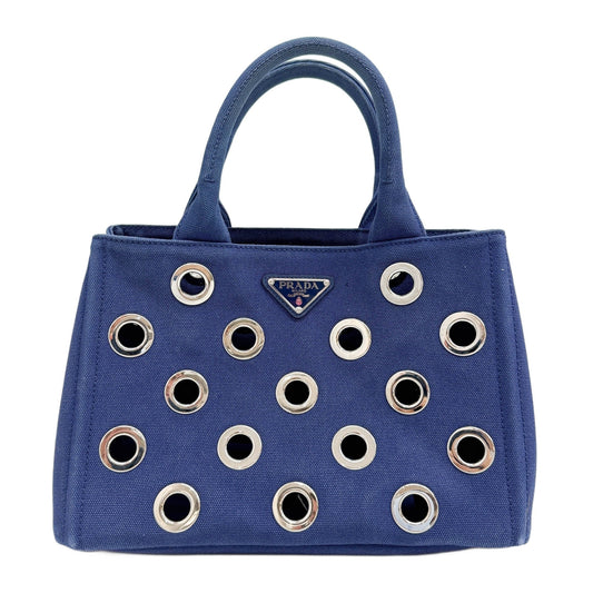 Canapa Grommet Blue Canvas Tote Handle Bag