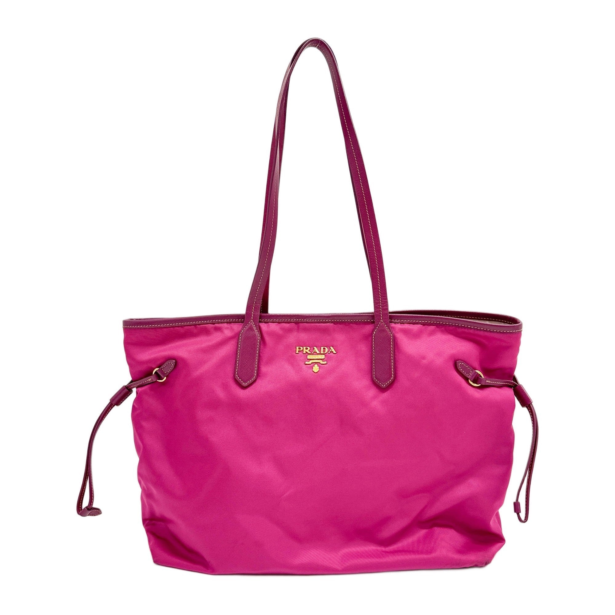 Tessuto Magenta Pink Nylon Shoulder Tote Bag