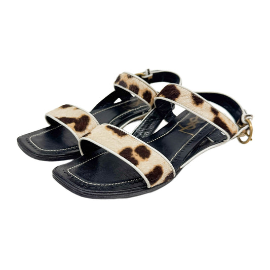 Size 36 EU Brown Animal Print Pony Hair Sandals