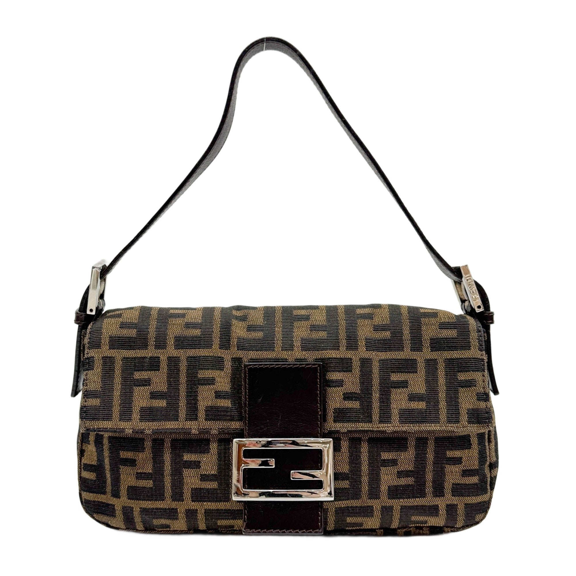 Baguette Brown Zucca Canvas Shoulder Bag