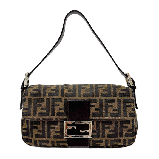 Baguette Brown Zucca Canvas Shoulder Bag