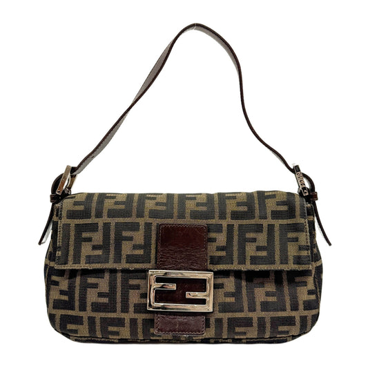 Baguette Brown Zucca Canvas Shoulder Bag