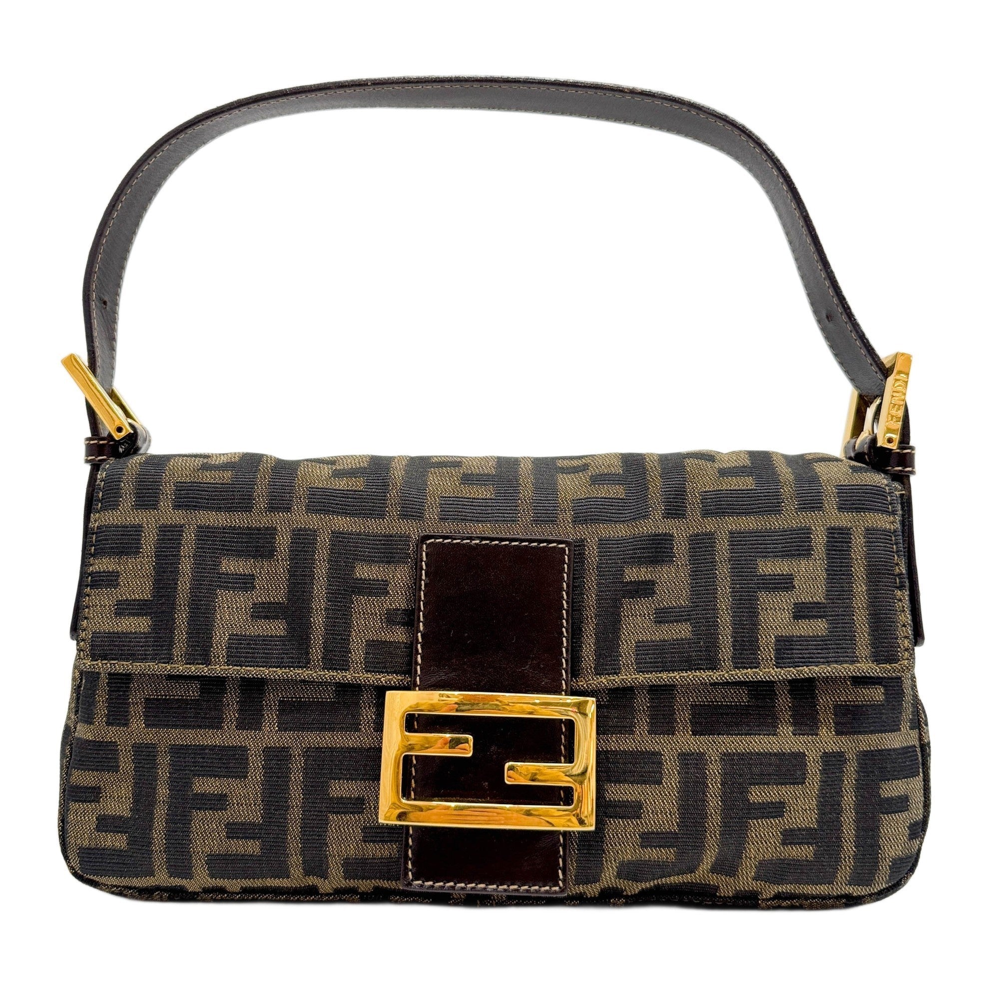 Baguette Brown Zucca Canvas Shoulder Bag