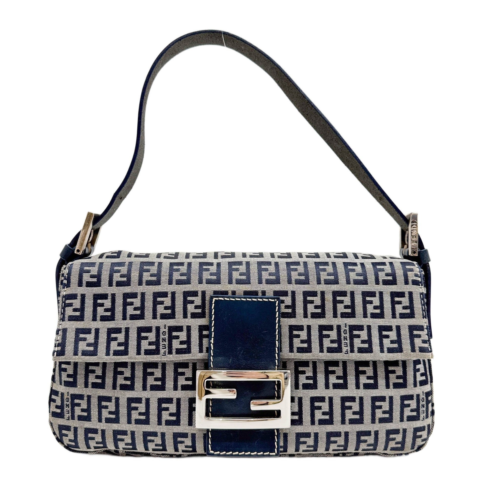 Baguette Zucchino Blue Canvas Shoulder Bag
