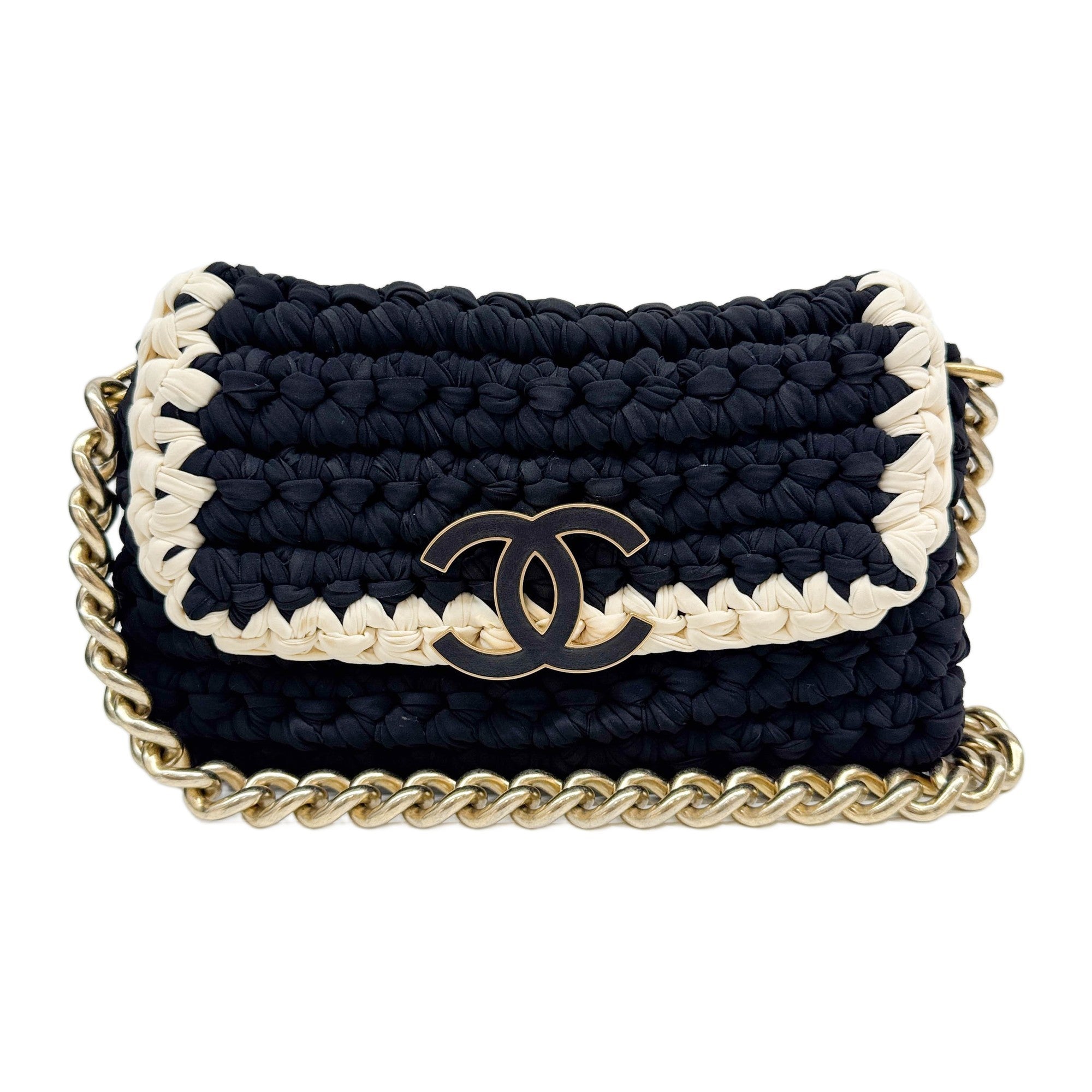 Crochet Flap 2013-2014 Black Cotton Shoulder Bag