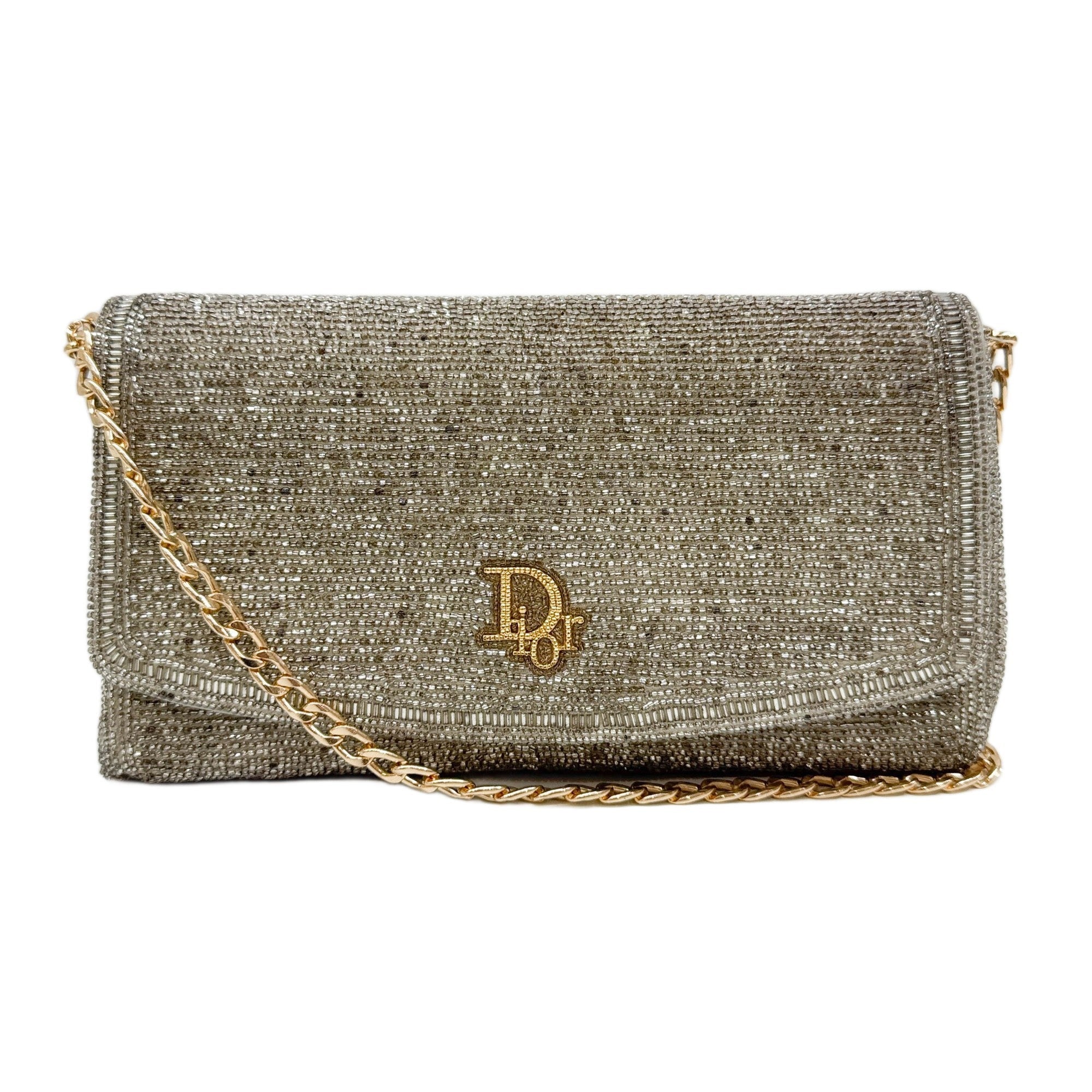 Silver Beaded Chain Shoulder Bag