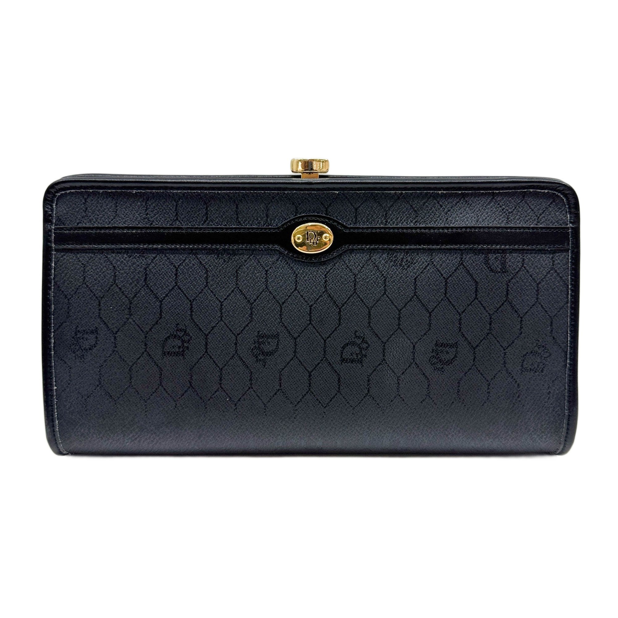 Black Honeycomb Canvas Clutch Bag