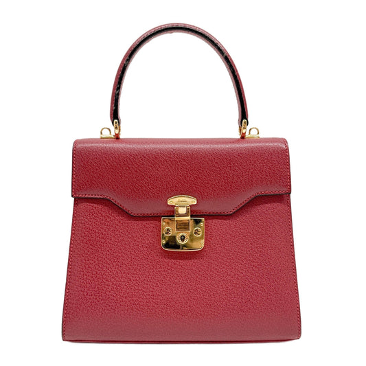 Lady Lock Red Leather Two Way Bag
