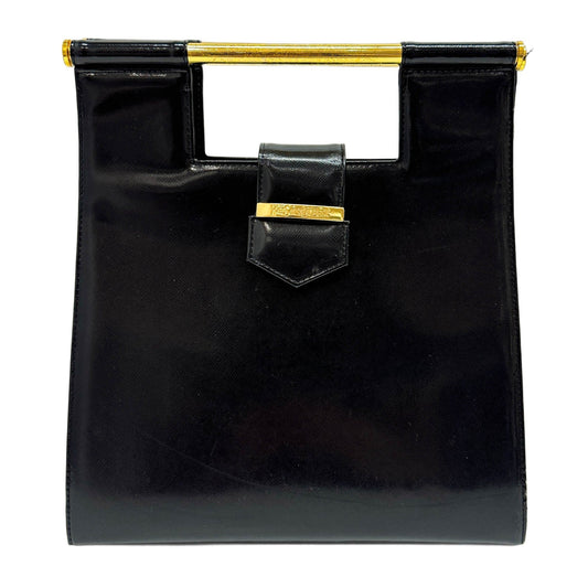 Gold Hardware Black Leather Hand Bag