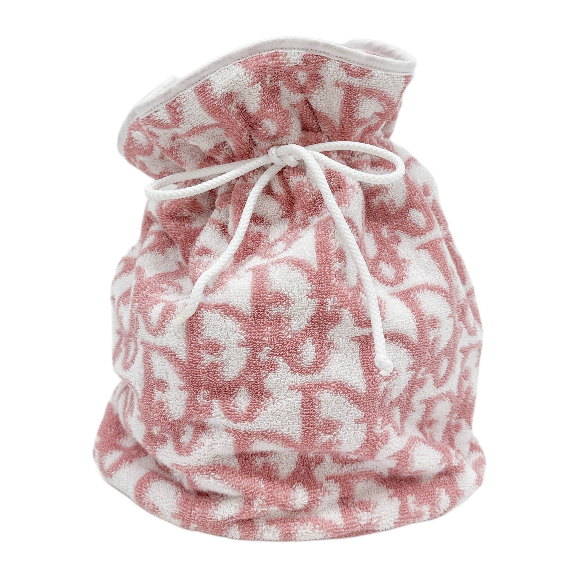 White and Pink Trotter Cotton Towel Bag