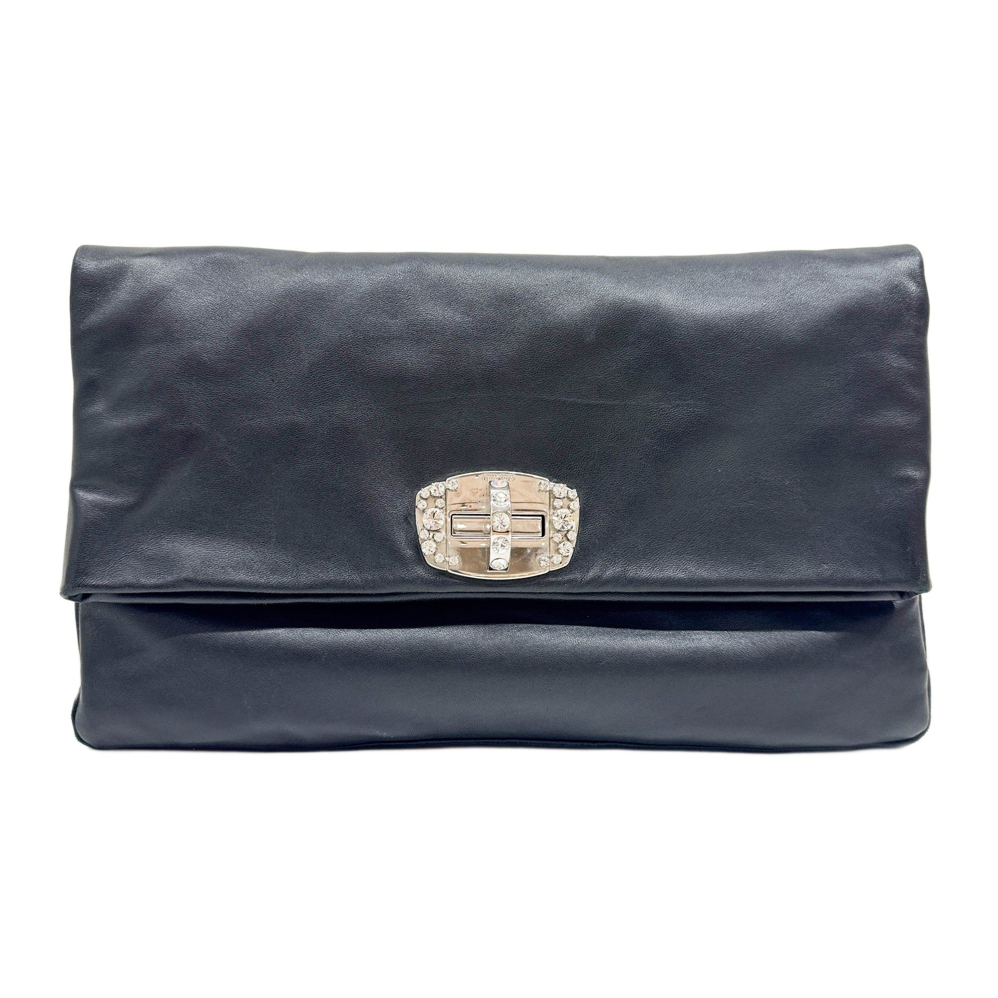 Black Leather Clutch Bag