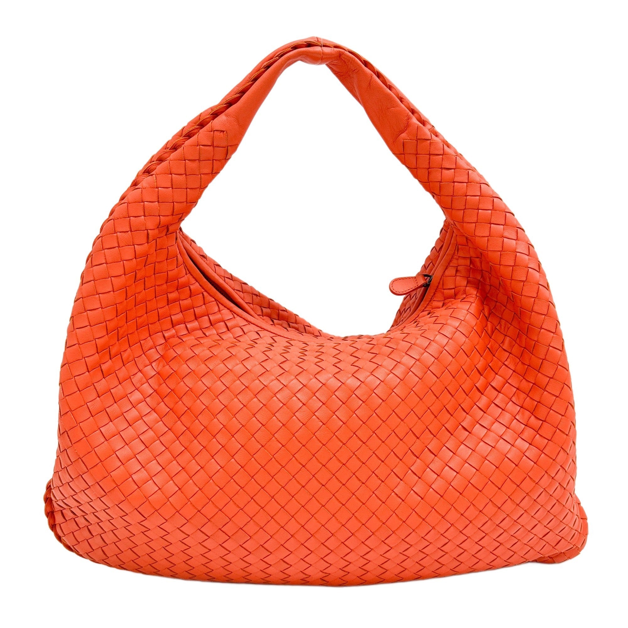 Veneta Intrecciato Orange Leather Shoulder Bag
