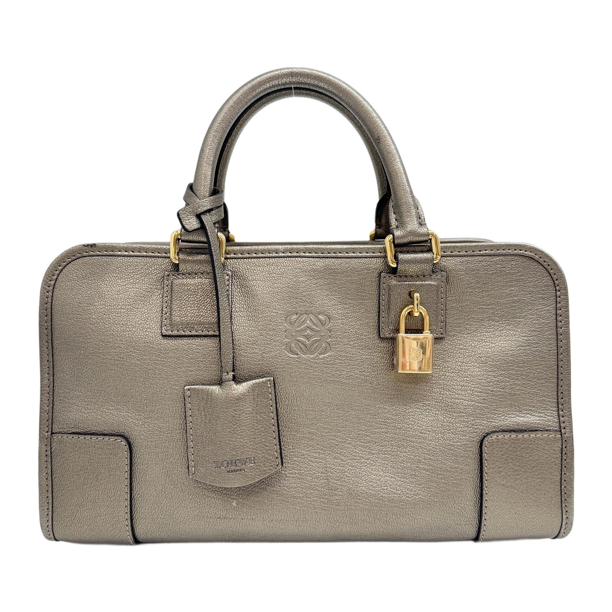 Amazona Metallic Grey Leather Hand Bag